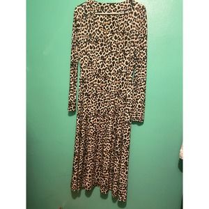 Animal print long sleeved jersey maxi dress